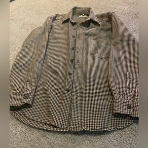 Vintage J crew brown and white checkered button up size small, fits medium well